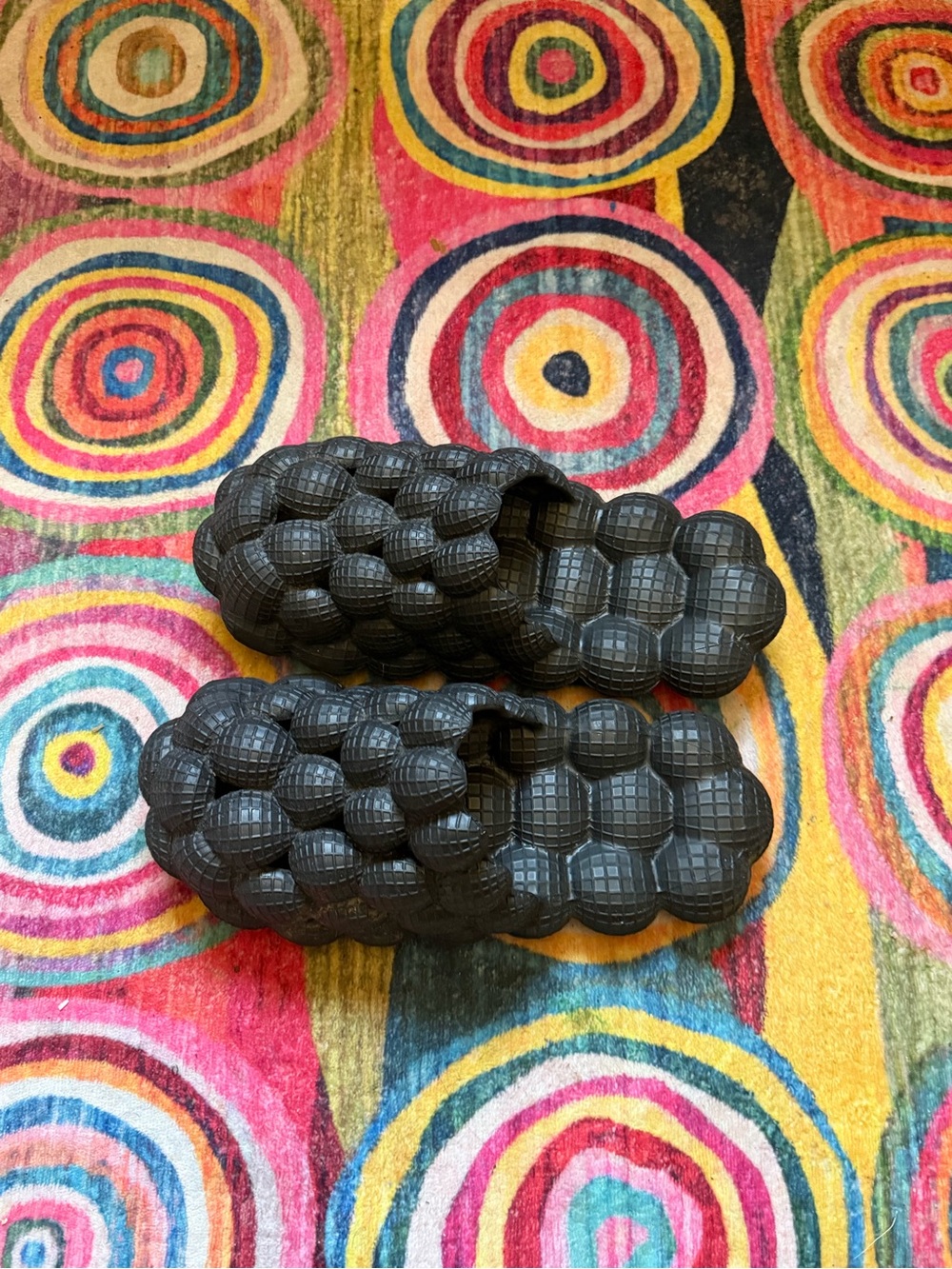 Woman Textured Black Slip-On Shoes